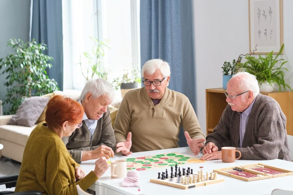 Group of seniors playing together