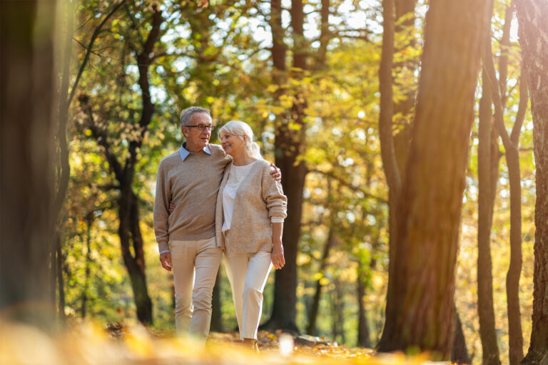 Senior couple in autumn park